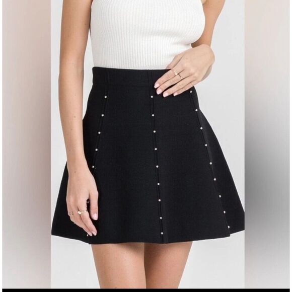 ZARA Studded Knit A-Line Skirt | Black Mini | Women’s Size Small - Picture 1 of 3